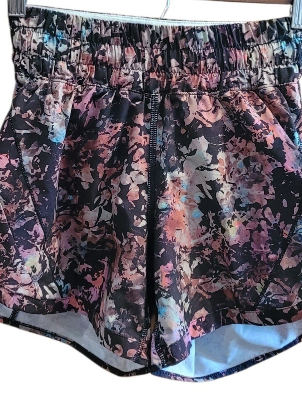 lululemon athletica Black Multicolor Splash Print Athletic Shorts